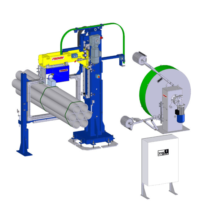 Automatische Umreifungsmaschine für lange Produkte ohne Produktschutz